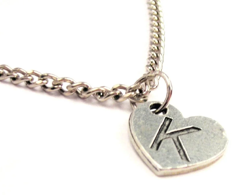 handmade necklaces for women -Heart Shaped Initial K Single Charm Necklace