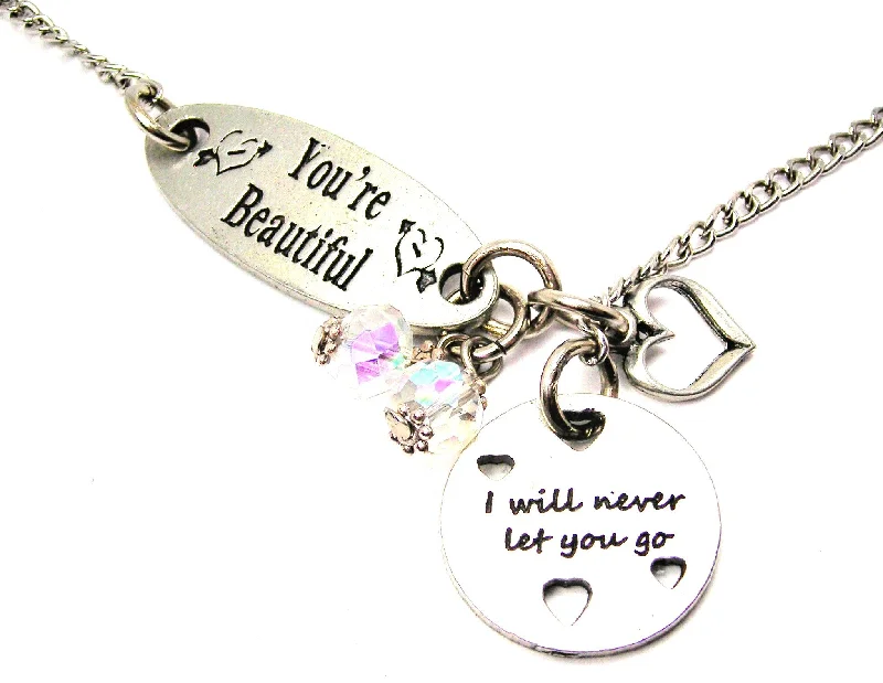 silver chain necklaces for women -You're Beautiful And I Will Never Let You Go Lariat Necklace