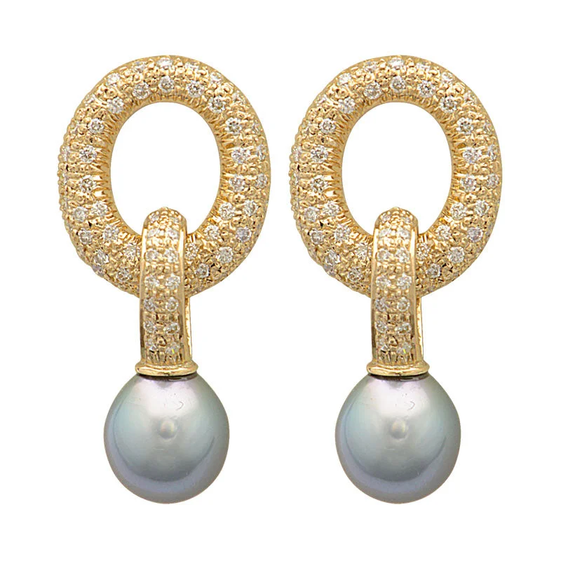 gold hoop earrings for women -Earrings-Pearl and Diamond