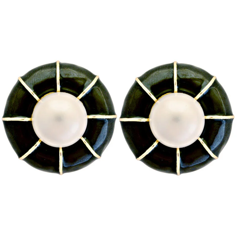 cute earrings for women -Earrings-South Sea Pearl (Enamel)