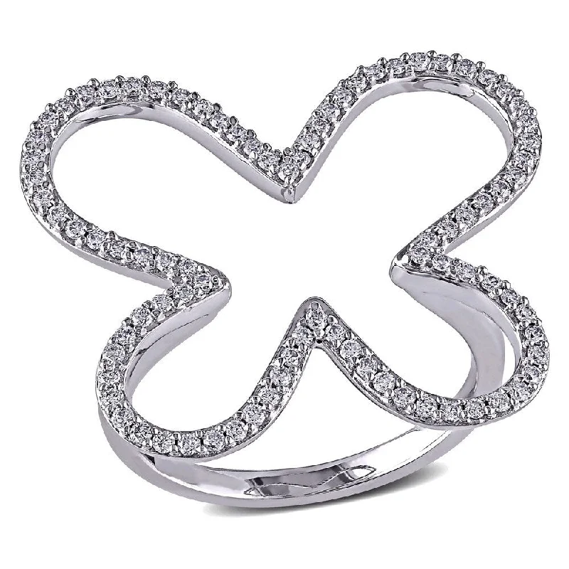 anniversary rings with diamonds -Miadora Signature Collection 14k White Gold 2/5ct TDW Diamond Butterfly Ring