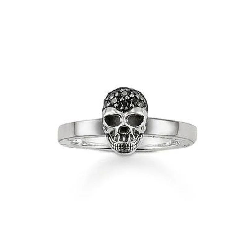 personalized initial necklaces -Black Skull Ring