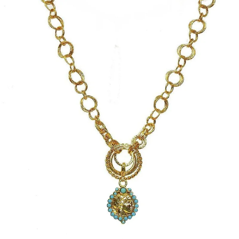 layered necklaces for women -Open Link Necklace with Pendant