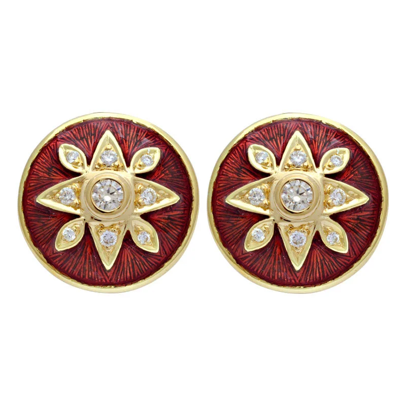 adjustable earrings for women -Earrings-Diamond (Enamel)