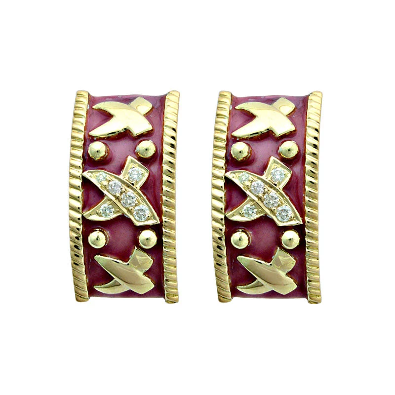 bridal earrings for women -Earrings-Diamond (Enamel)