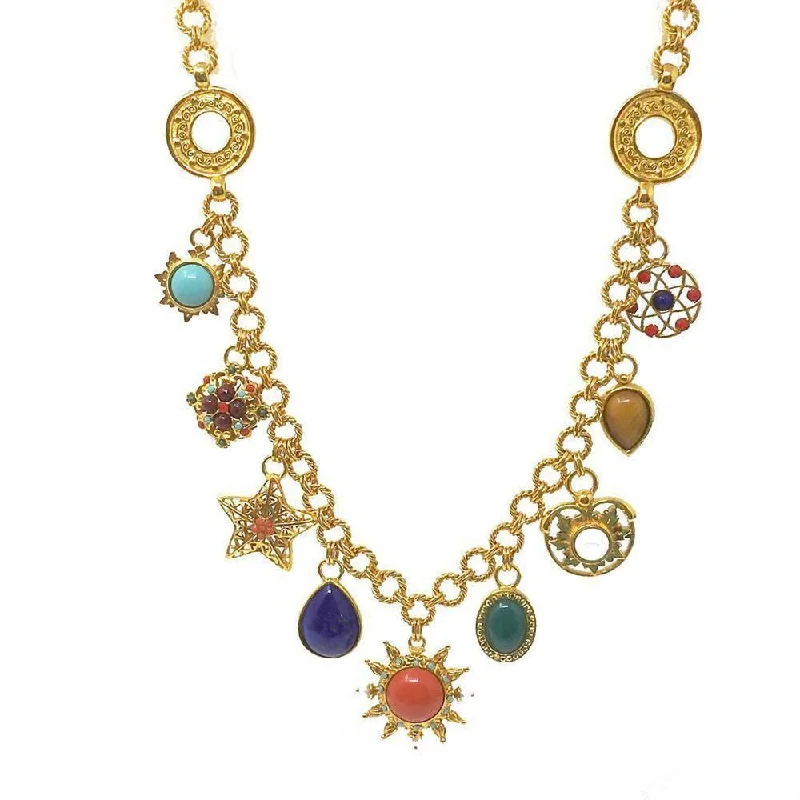 simple necklaces for women -Multi Charm Link Necklace