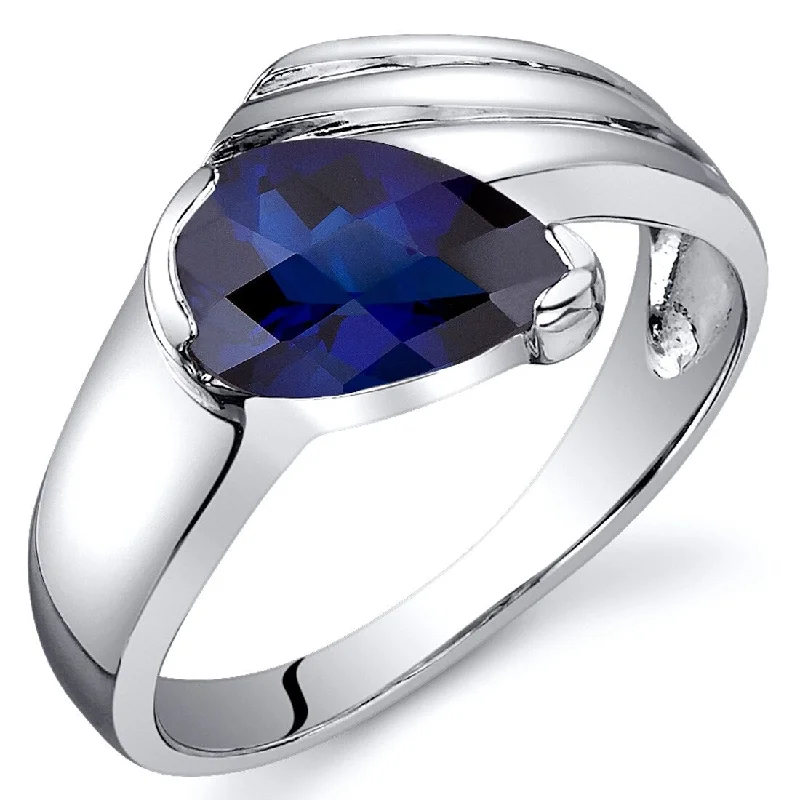 halo wedding rings for women -Sterling Silver 1.75 ct Created Sapphire Solitaire Ring