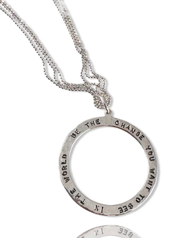 wedding necklaces for women -GK Designs 24” Sterling silver 'Be The Change’ Necklace