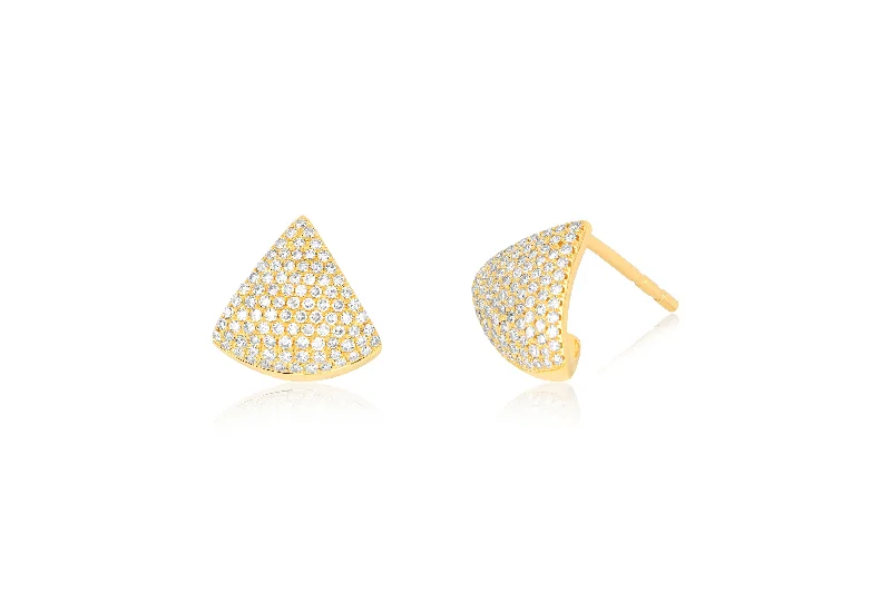 gold stud earrings for women -Diamond Solid Chevron Stud Earrings