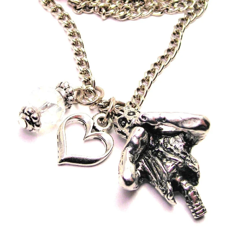 crystal pendant necklaces for women -Half A Zombie Necklace with Small Heart