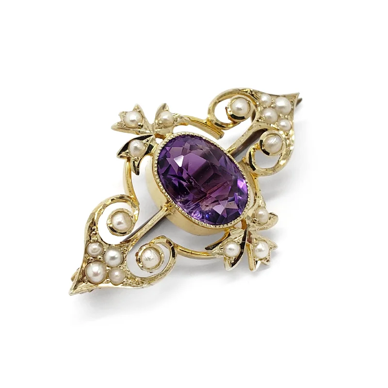 Antique Amethyst Brooch