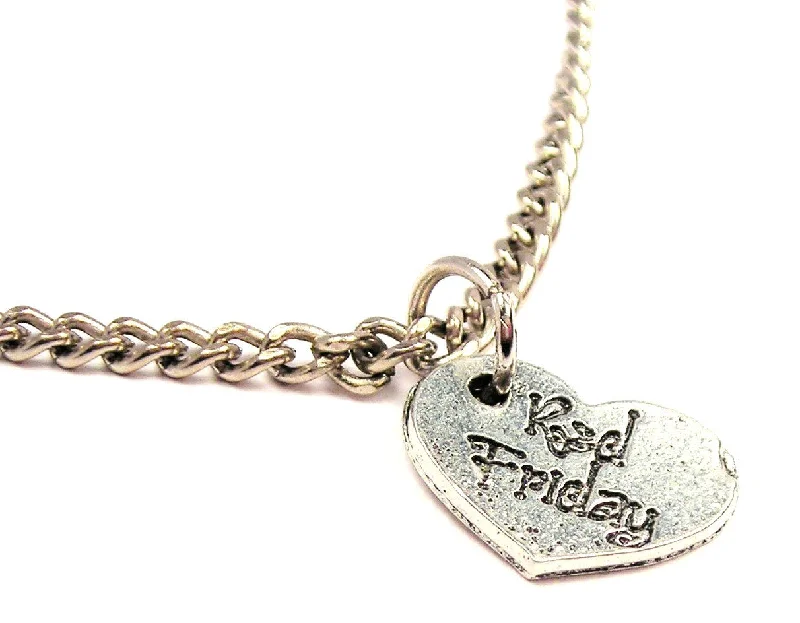 zodiac necklaces for women -Red Friday Military Heart Single Charm Necklace