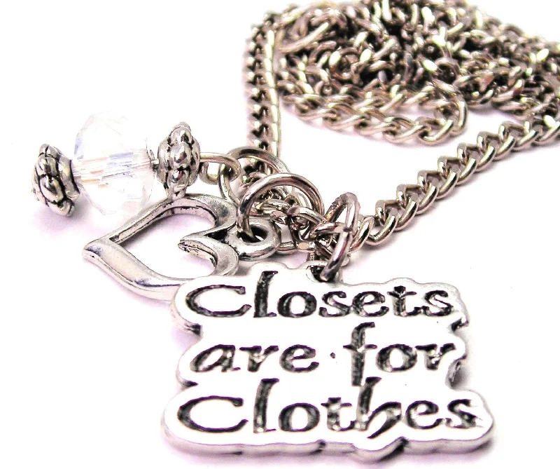 vintage gold necklaces for women -Closets Are For Clothes Necklace with Small Heart