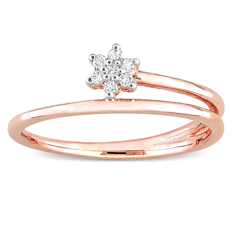 promise rings for women -Miadora Diamond Accent Floral Wrap Promise Ring in Rose Plated Sterling Silver