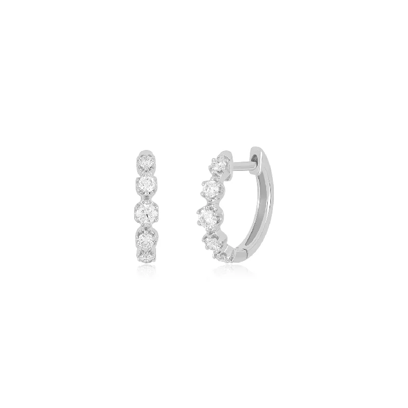 clip-on earrings for women -Diamond Crown Huggie Earring