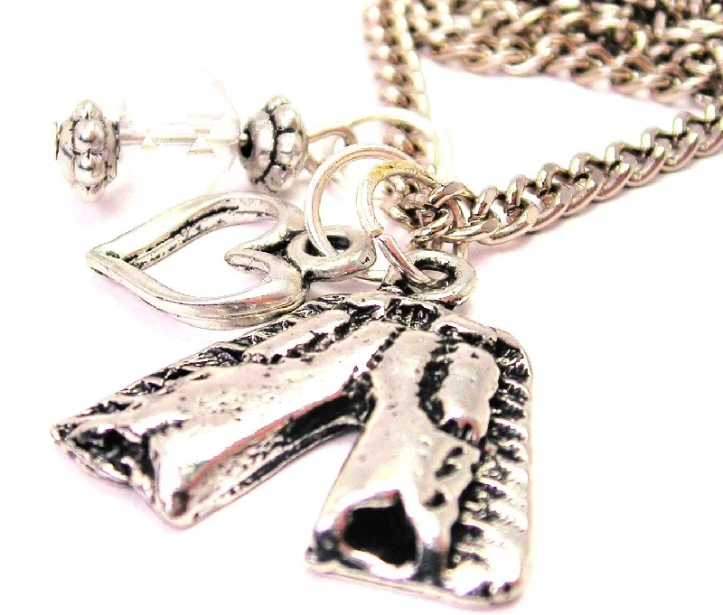 short necklaces for women -Cowboy Chaps Necklace with Small Heart