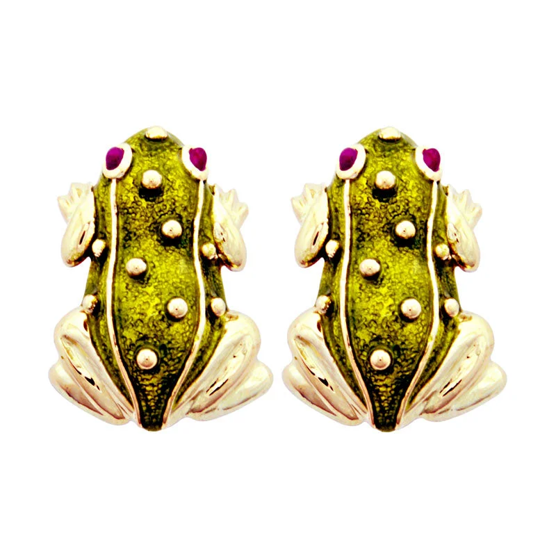 women's silver earrings -Earrings-Ruby (Enamel)