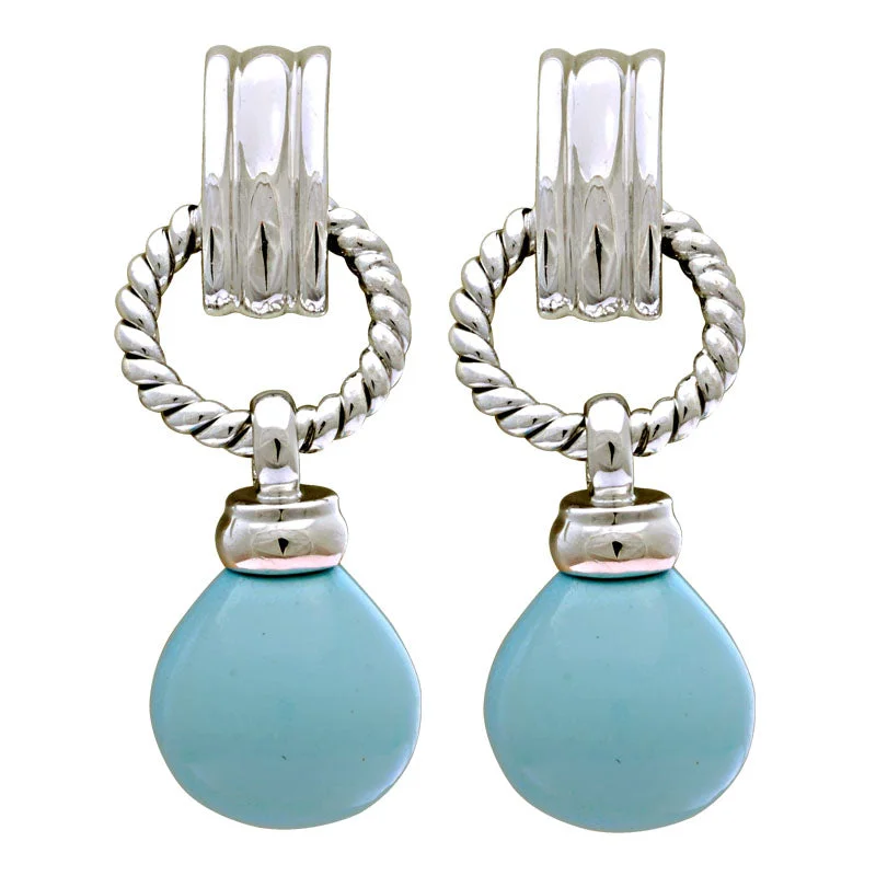 long drop earrings for women -Earrings-Turquoise