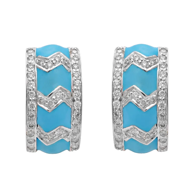 luxury hoop earrings for women -Earrings-Diamond (Enamel)