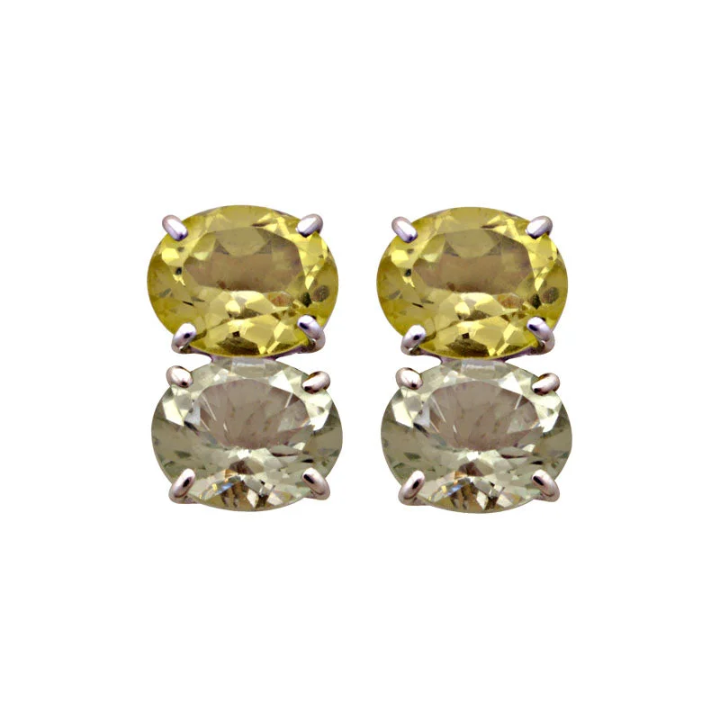 diamond earrings for women -Earrings-Lemon Quartz and Green Quartz