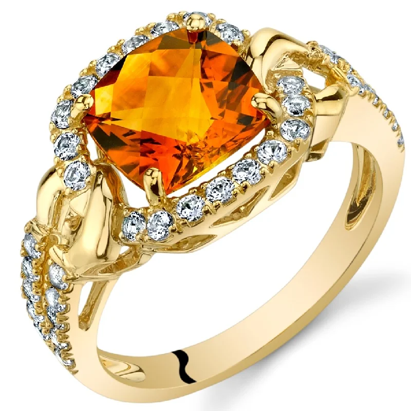 vintage rings for women -14k Yellow Gold 2.38ct Citrine and White Topaz Ring