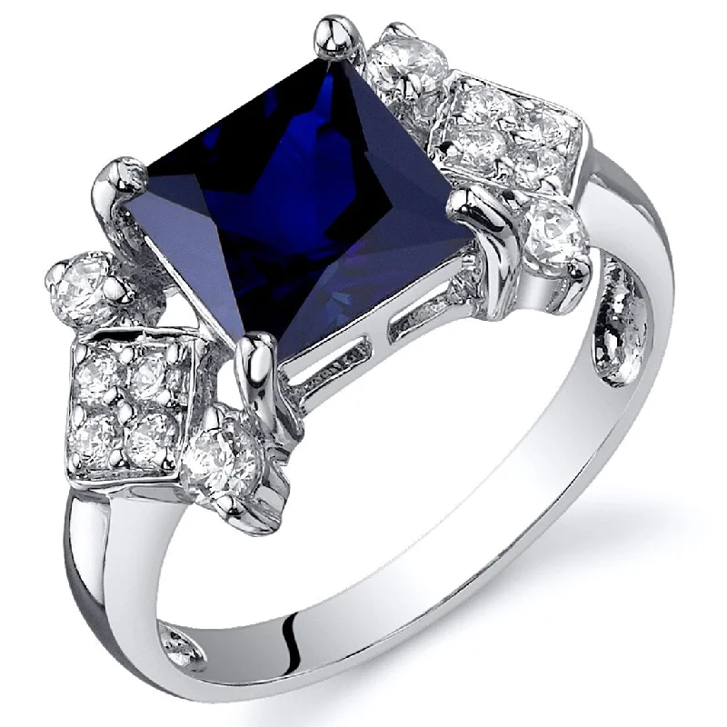 vintage diamond rings -Sterling Silver 2.5 ct Created Sapphire Birthstone Ring