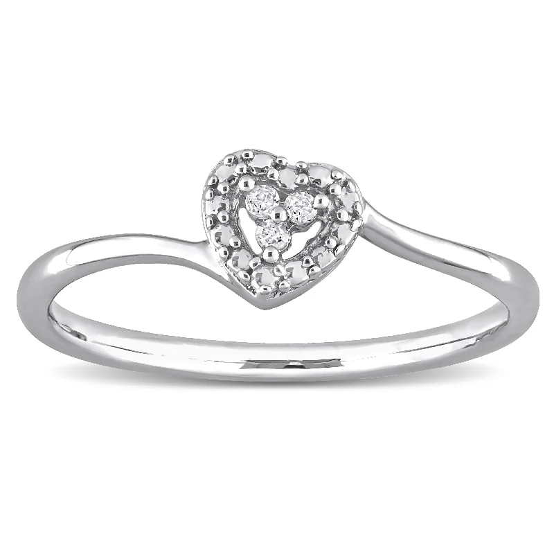 vintage rings for women -Miadora Diamond Accent Heart Promise Stacking Ring in Sterling Silver