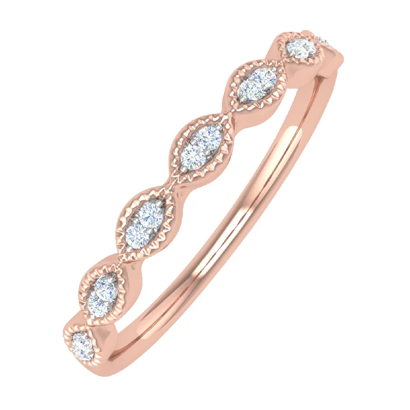 mixed metal rings for women -0.04 Carat Anniversary Wedding Band Ring in Rose Gold