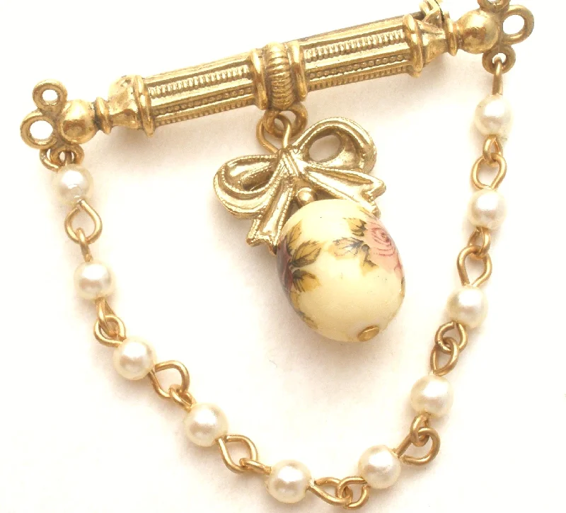 1928 Co Rose & Pearl Brooch Vintage