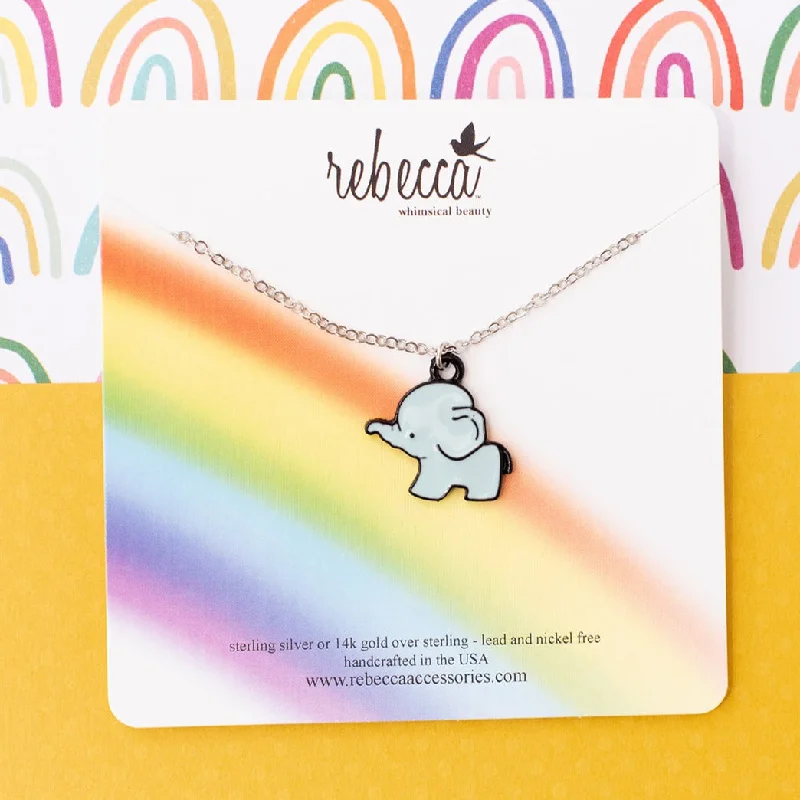 luxury crystal necklaces for women -Elephant Charm Enamel Children's Necklace