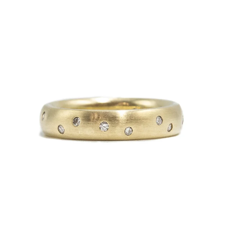 gold plated rings for women -14ky .22ctw Scattered Flush Diamond Band