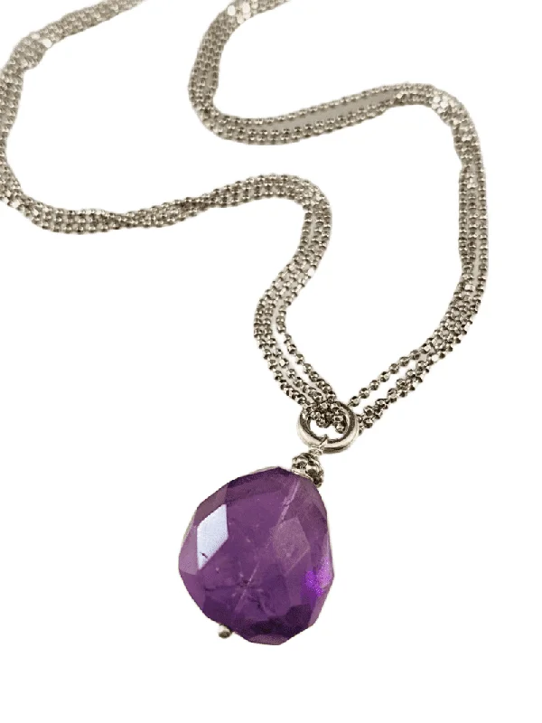 classic necklaces for women -18" Sterling Amethyst Nugget Necklace