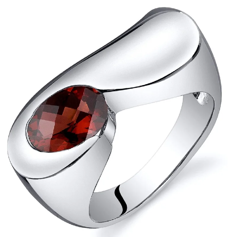 wedding rings with sapphires -Sterling Silver 1.5 ct Garnet Solitaire Ring