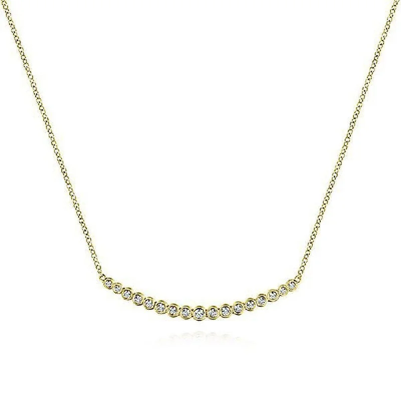 bridal pearl necklaces for women -Curved Diamond Bar Necklace