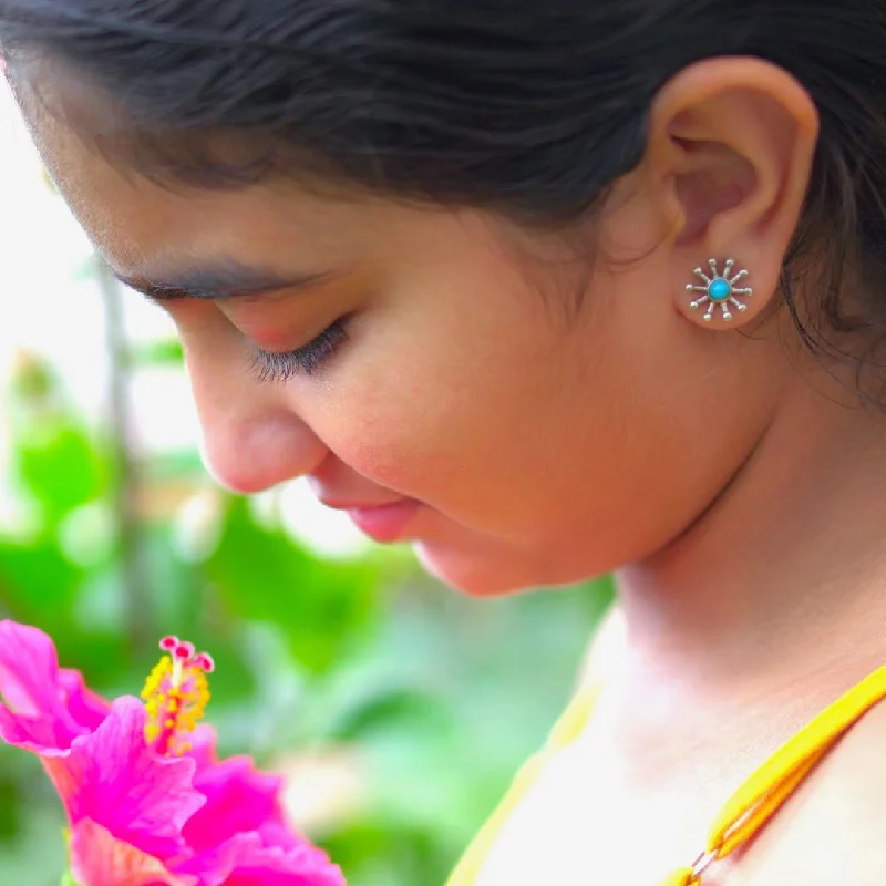 thick hoop earrings -Turquoise Studs (kids)