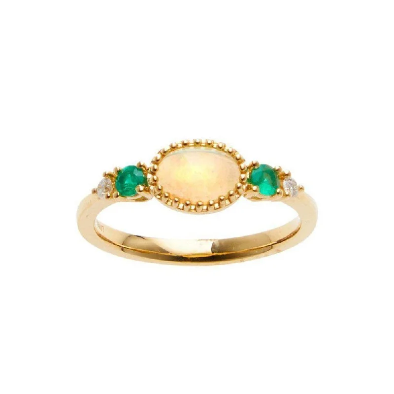 vintage gold necklaces for women -Opal and Emerald Ring