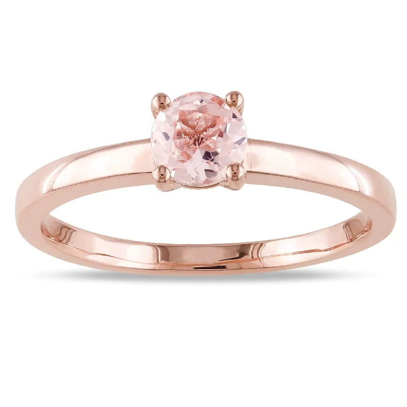 fashion engagement rings -Miadora 10k Rose Gold Morganite Solitaire Ring