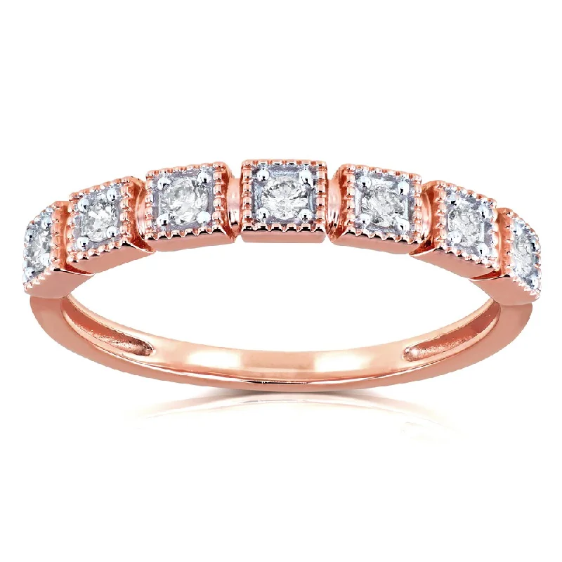 rose gold rings for women -Annello by Kobelli 10k Rose Gold 1/6ct TDW Diamond Wedding Ring (H-I, I2)