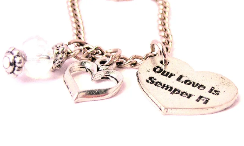 layered gold necklaces for women -Our Love Is Semper Fi Heart And Crystal Necklace