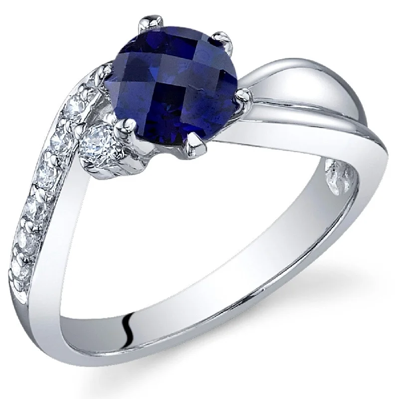 bold rings for women -Sterling Silver 1.25 ct Created Sapphire Birthstone Ring