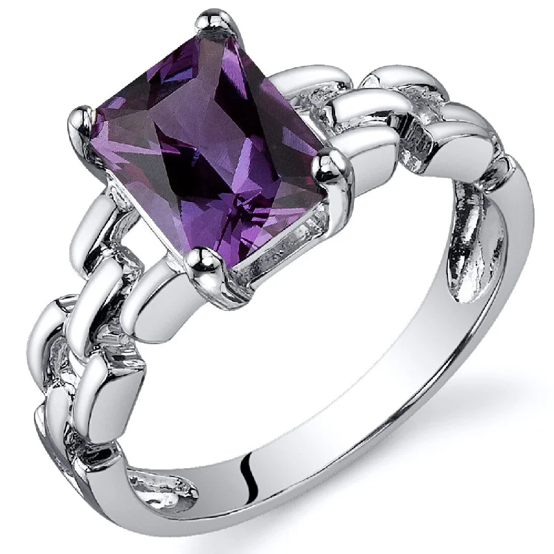 adjustable rings for women -Sterling Silver 2 ct Color-changing Alexandrite Solitaire Ring