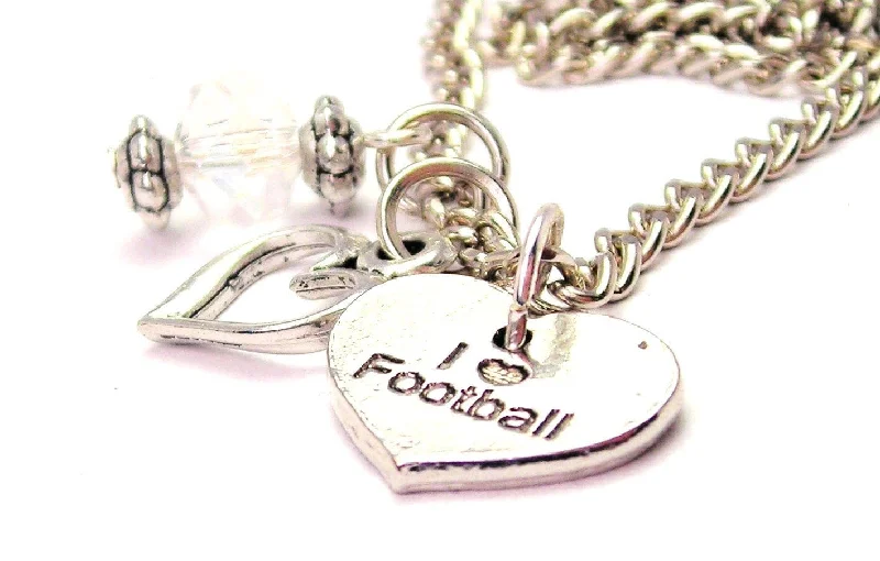 minimalist necklaces for women -I Love Football Necklace with Small Heart