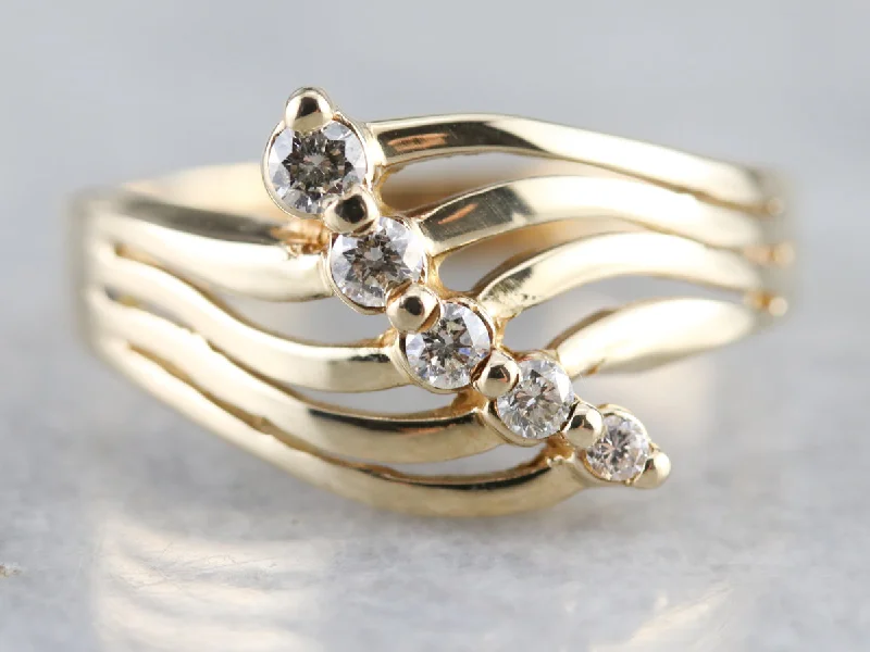 anniversary rings with gemstones -Yellow Gold Diamond Band