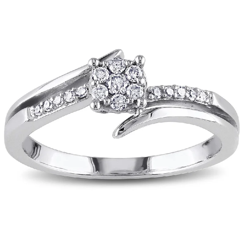 luxury rings for women -Miadora 10k White Gold 1/5ct TDW Diamond Cluster Promise Ring