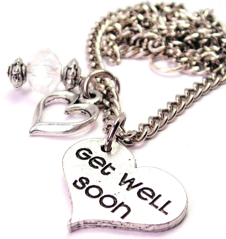 delicate pearl necklaces for women -Get Well Soon Heart Necklace with Small Heart