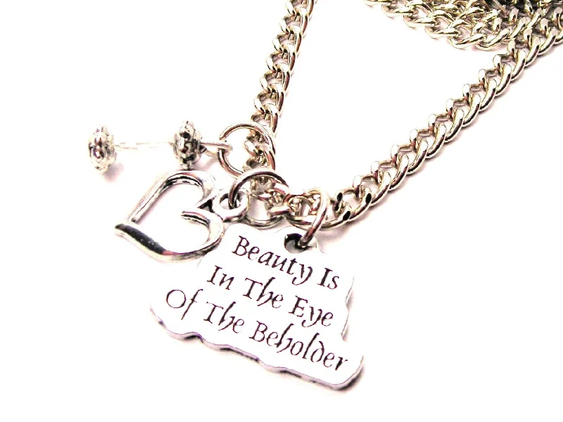 classic pendant necklaces for women -Beauty Is In The Eye Of The Beholder Necklace with Small Heart