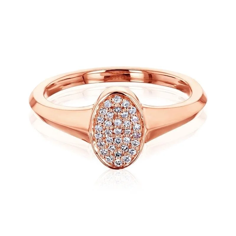 promise rings with birthstones -Annello by Kobelli 10k Rose Gold Cluster Diamond Stippled Oval Ring (HI/I)