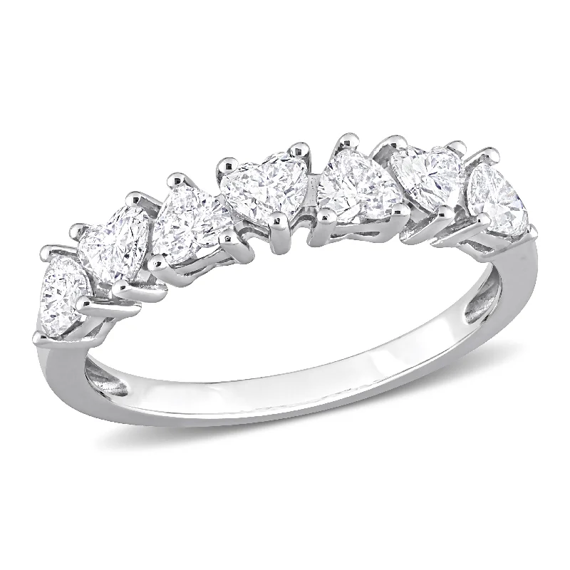 minimalist rings for women -Miadora 1ct TW Heart-Cut Diamond Anniversary Ring in 14k White Gold