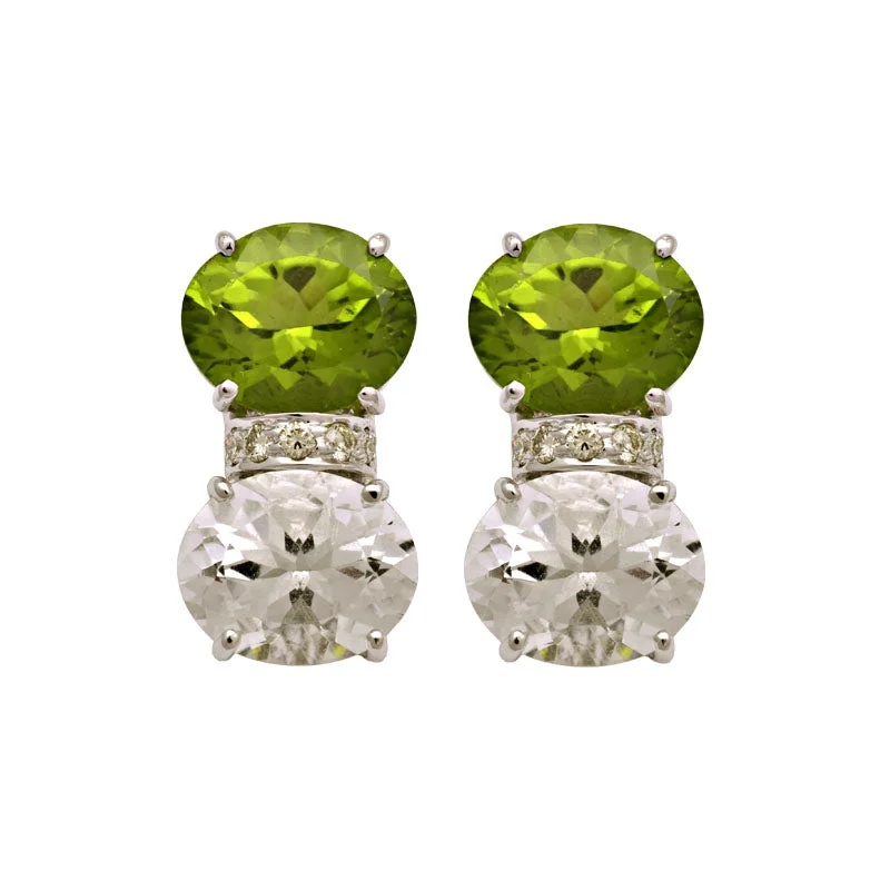 elegant earrings for women -Earrings-Peridot, Crystal and Diamond