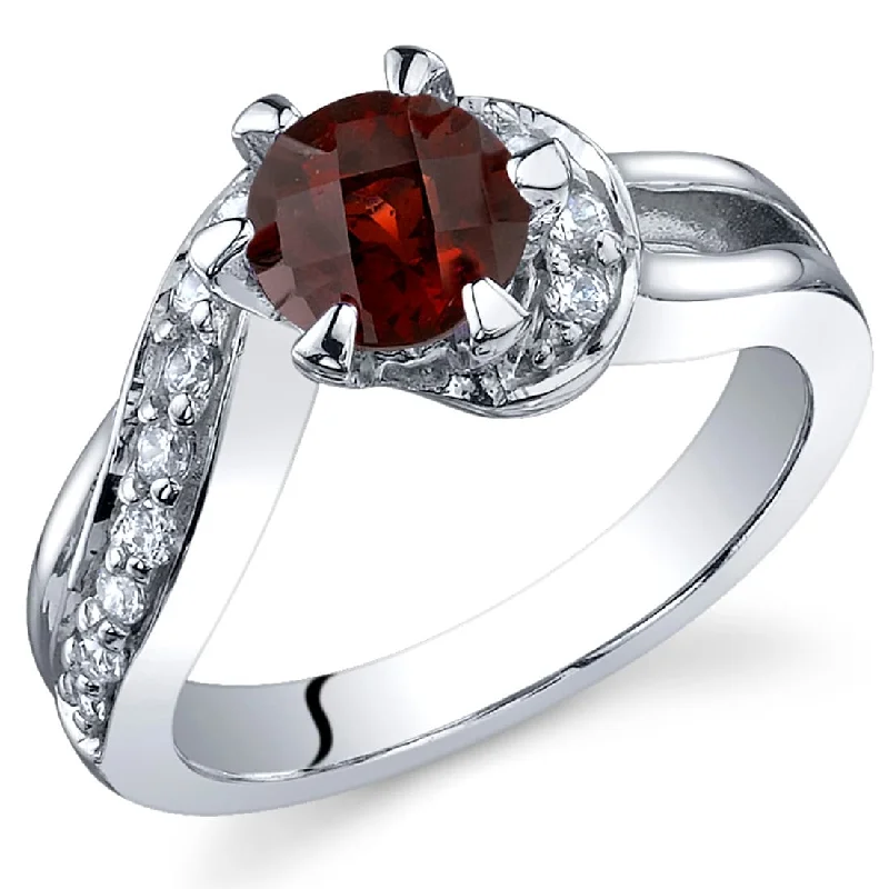 vintage diamond rings -Sterling Silver 1 ct Garnet Birthstone Ring